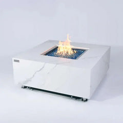 Elementi Plus Bianco 40" Marble Porcelain Fire Table - Bianco White - Green Vista Living