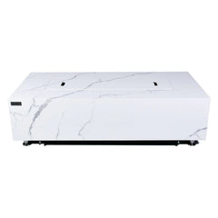 Carrara Outdoor Bianco White Fire Pit Table - Select Fuel Type - Green Vista Living