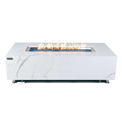 Carrara Outdoor Bianco White Fire Pit Table - Select Fuel Type - Green Vista Living