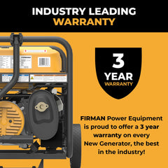 FIRMAN Power Equipment Gas Portable Generator 4550/3650W Remote Start with CO Alert