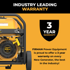 FIRMAN Power Equipment Gas Portable Generator 4550/3650W Remote Start 120/240V With CO Alert