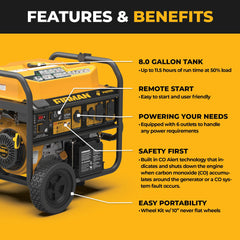 FIRMAN Power Equipment GAS PORTABLE GENERATOR 8375/6700W REMOTE START WITH CO ALERT