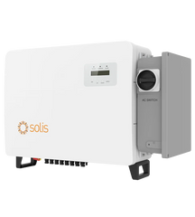 Solis solar inverter with digital display and AC switch, white rectangular design