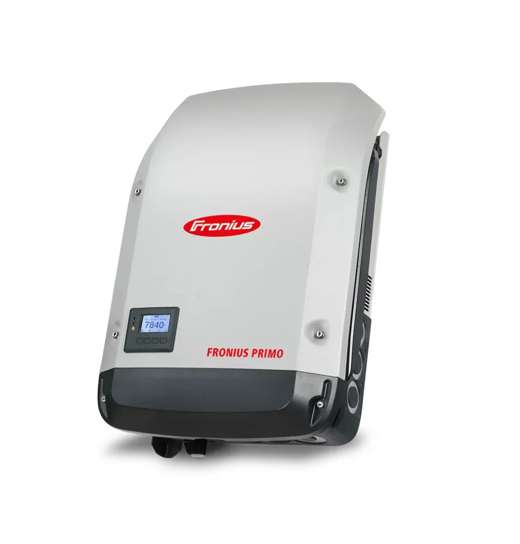 Fronius Primo 3.8-1 solar inverter with LCD display and sleek gray casing