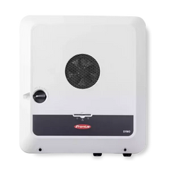 Fronius Symo solar inverter front view, white casing, ventilation grille, wall-mounted