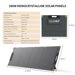 PECRON PV200 200W Portable Solar Panel Waterproof IP67 - Green Vista Living