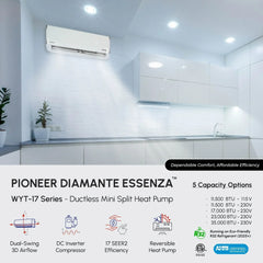 Pioneer® Diamante Essenza™ 23,000 BTU 17 SEER2 230V High-Wall Ductless Mini-Split Air Conditioner Inverter Heat Pump with 16 Ft. Kit - Green Vista Living