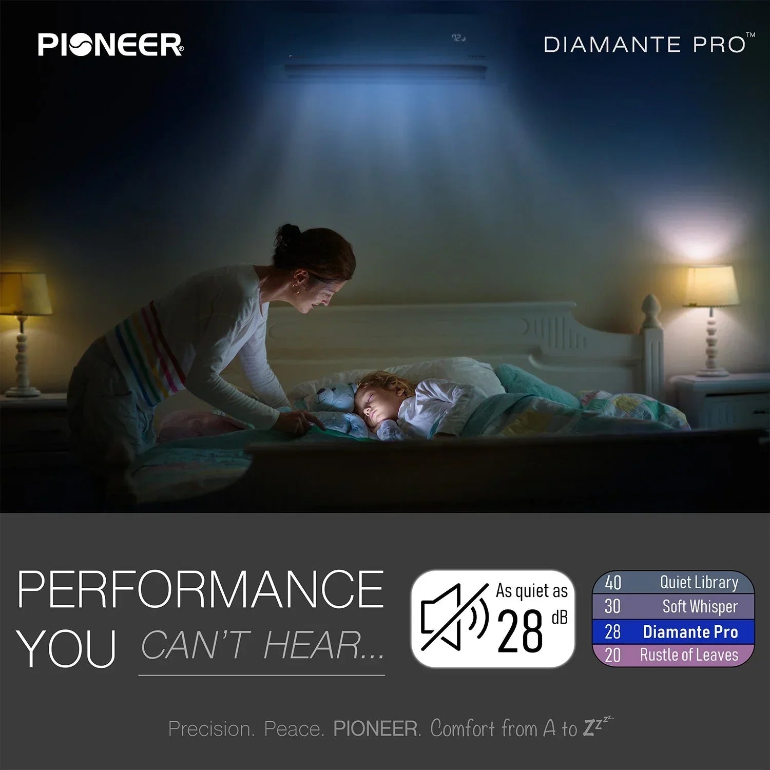 Pioneer® Diamante Pro™ 9,000 BTU 19 SEER2 115V High-Wall Ductless Energy-Star Mini-Split Air Conditioner Inverter Heat Pump with 16 Ft. Kit - Green Vista Living