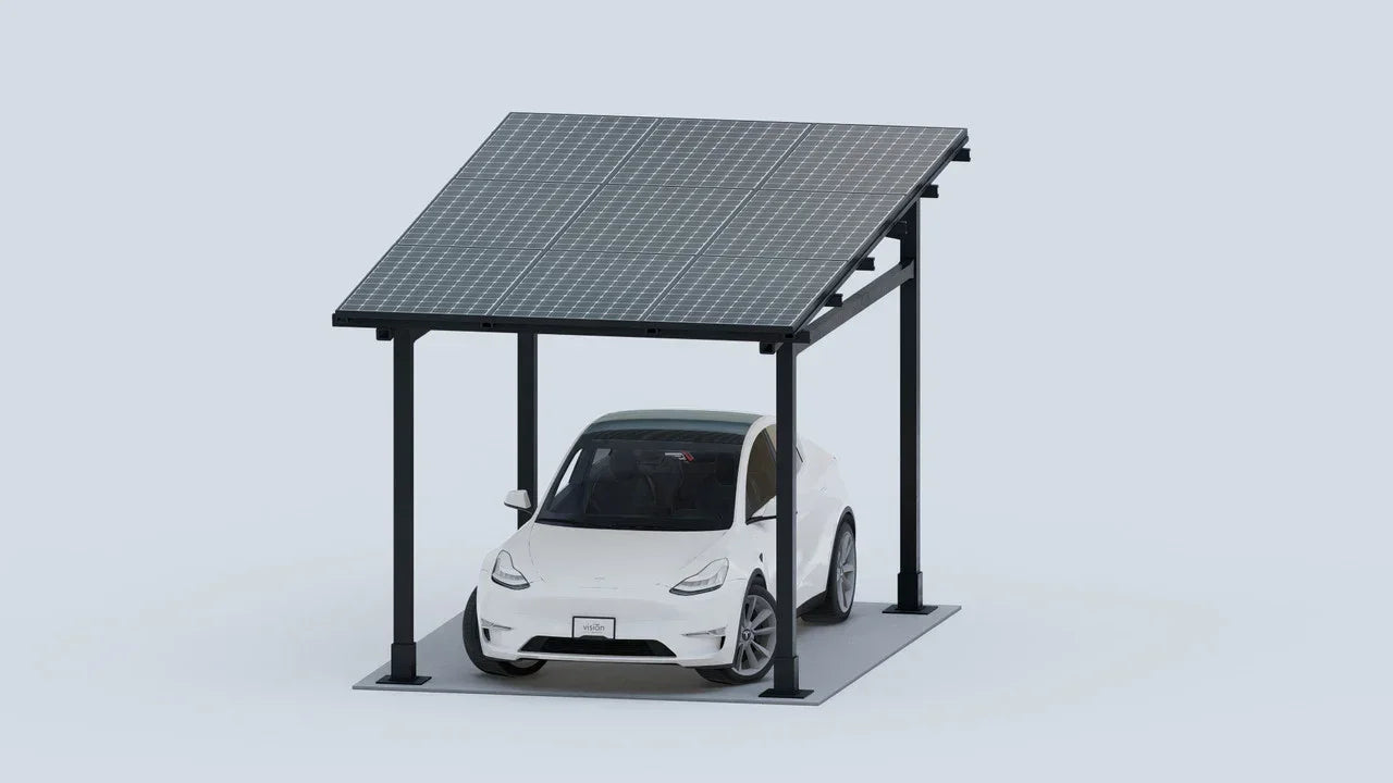 Chiko USA Premier Residential Steel Carport | Black | Solar Pergola | Solar Gazebo - Green Vista Living