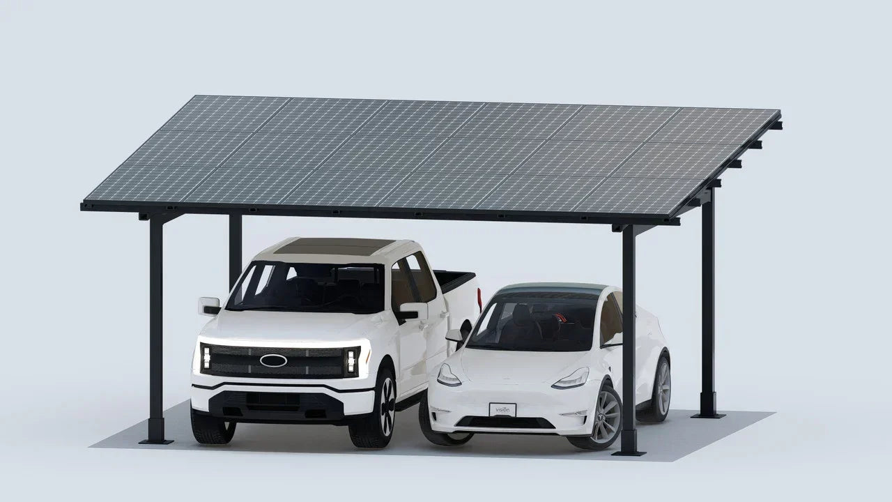 Chiko USA Premier Residential Steel Carport | Black | Solar Pergola | Solar Gazebo - Green Vista Living