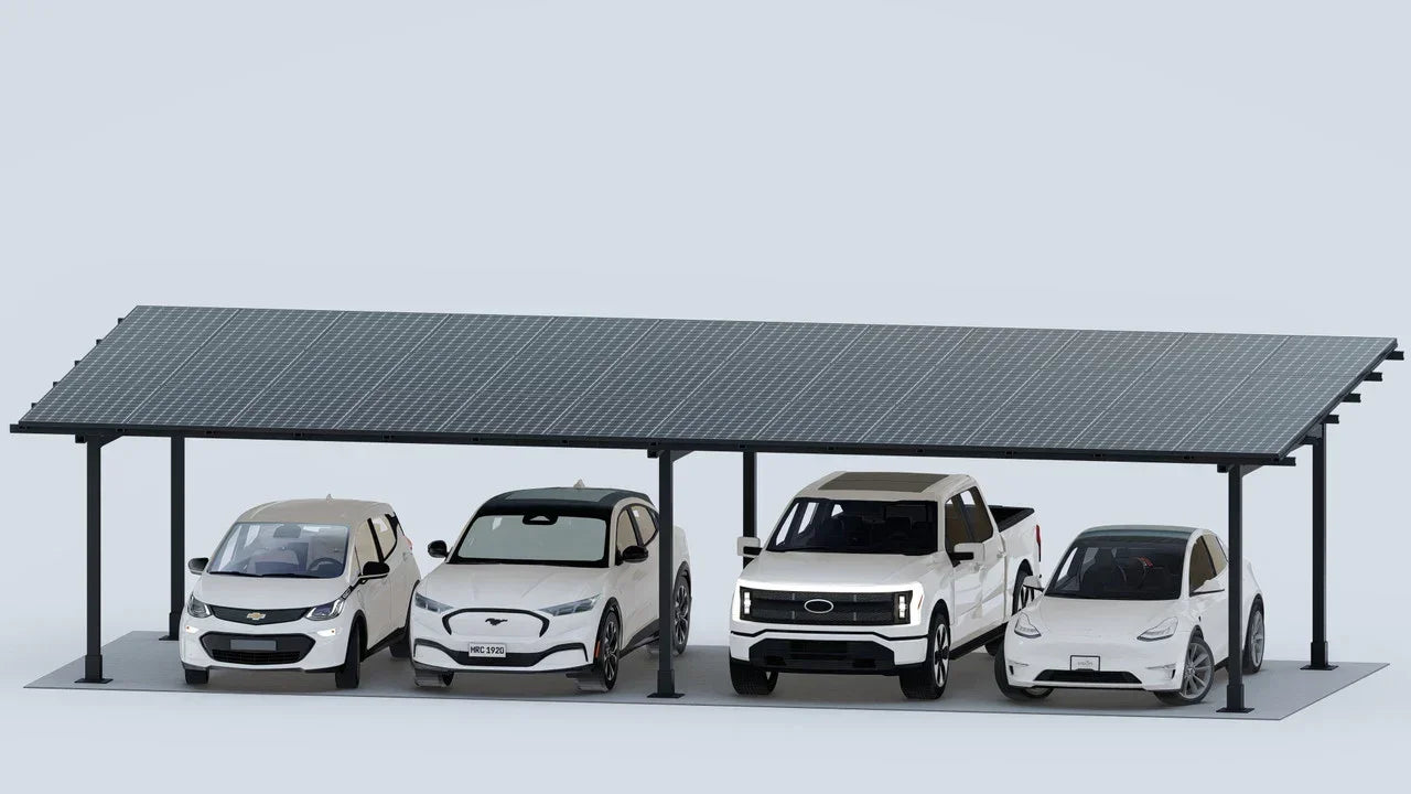 Chiko USA Premier Residential Steel Carport | Black | Solar Pergola | Solar Gazebo - Green Vista Living