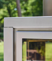 RB73 Quaruba XXL MOBILE 4-Sided Glass Matte Stainless Steel Wood-Burning Outdoor Fireplace
