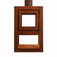 RB73 Quaruba L MOBILE 4-Sided Glass Matte Stainless Steel Wood-Burning Outdoor Fireplace