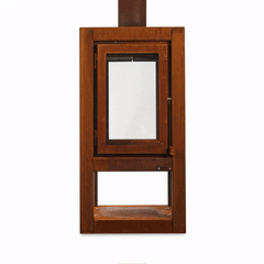 RB73 Quaruba XXL MOBILE 4-Sided Glass Warm Brown CorTen Steel Wood-Burning Outdoor Fireplace