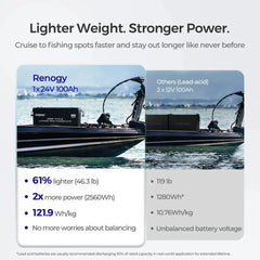 Renogy Core - 24V 100Ah Deep Cycle Lithium Iron Phosphate Battery - Green Vista Living