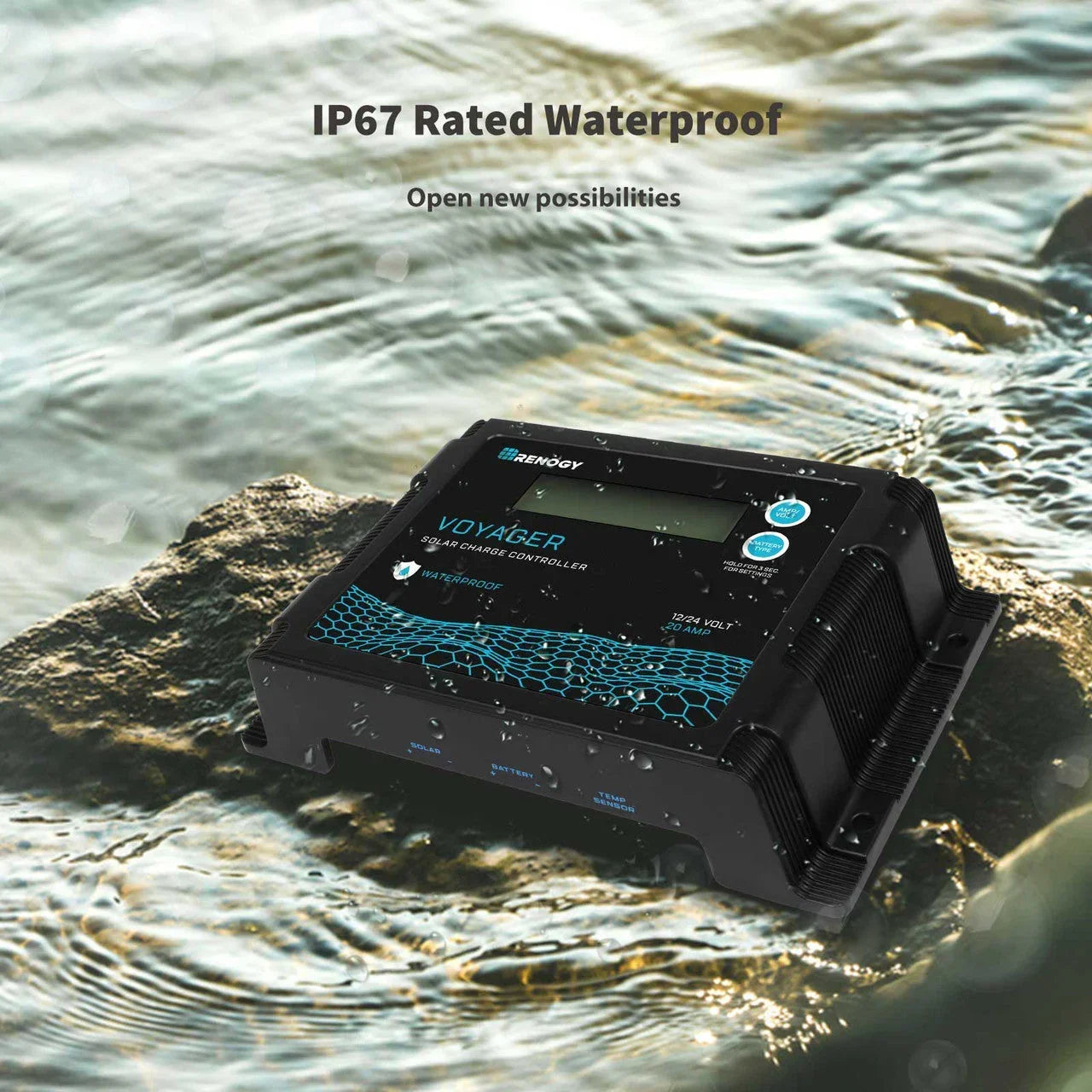 Renogy New Edition Voyager 20A PWM Waterproof Solar Charge Controller - Green Vista Living