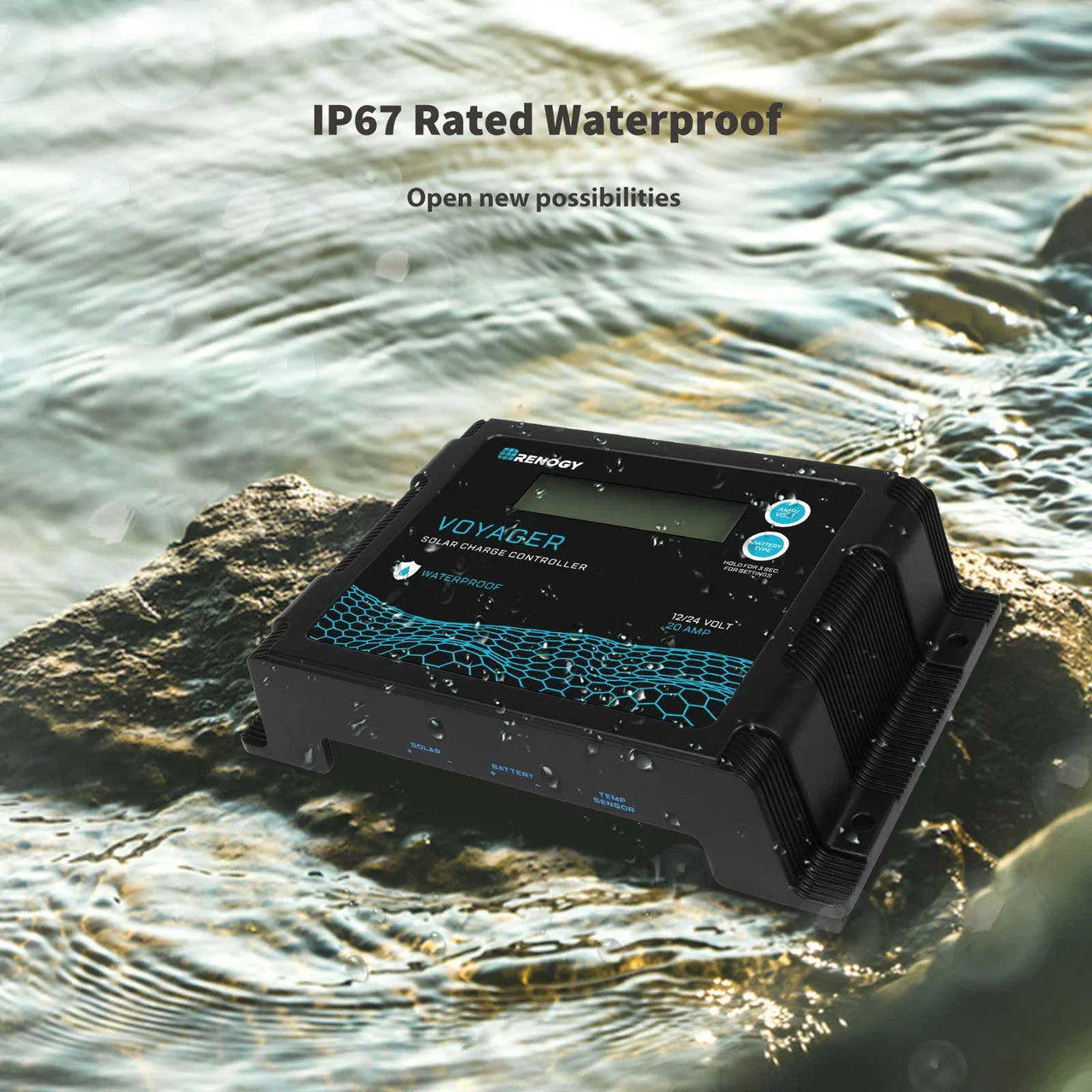 Renogy New Edition Voyager 20A PWM Waterproof Solar Charge Controller - Green Vista Living