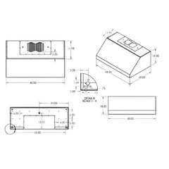 RCS 48 Inch 1200 CFM Stainless Steel Vent Hood - RVH48