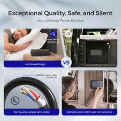 2000W 12V Pure Sine Wave Inverter with UPS Transfer Switch and Built-in Bluetooth