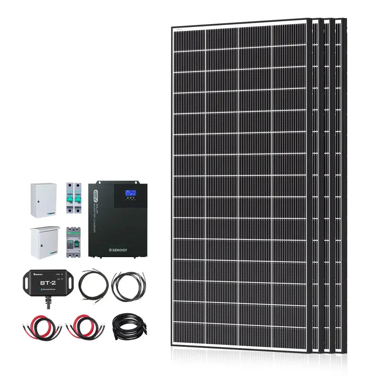 Renogy Complete Cabin Solar Kit 1200W 2500W | Optional 9.6kWh Deep-Cycle AGM / LiFePO4 Batteries - Green Vista Living