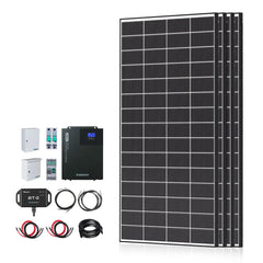 Complete Cabin Solar Kit 1200W 2500W | Optional 9.6kWh Deep-Cycle AGM / LiFePO4 Batteries