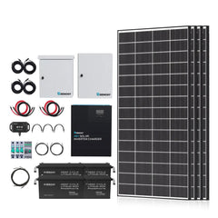 Complete Cabin Solar Kit 1200W 2500W | Optional 9.6kWh Deep-Cycle AGM / LiFePO4 Batteries