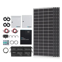 Renogy Complete Cabin Solar Kit 1200W 2500W | Optional 9.6kWh Deep-Cycle AGM / LiFePO4 Batteries - Green Vista Living