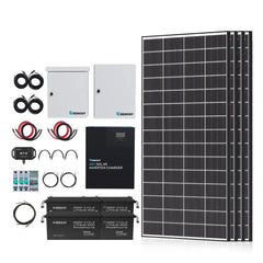 Renogy Complete Cabin Solar Kit 1200W 2500W | Optional 9.6kWh Deep-Cycle AGM / LiFePO4 Batteries - Green Vista Living