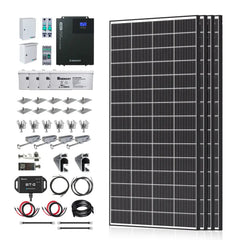 Complete Cabin Solar Kit 1200W 2500W | Optional 9.6kWh Deep-Cycle AGM / LiFePO4 Batteries