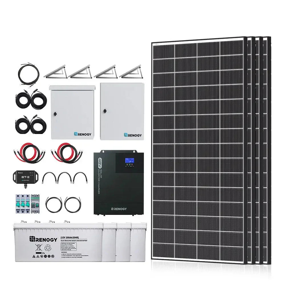 Renogy Complete Cabin Solar Kit 1200W 2500W | Optional 9.6kWh Deep-Cycle AGM / LiFePO4 Batteries - Green Vista Living