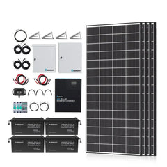 Renogy Complete Cabin Solar Kit 1200W 2500W | Optional 9.6kWh Deep-Cycle AGM / LiFePO4 Batteries - Green Vista Living