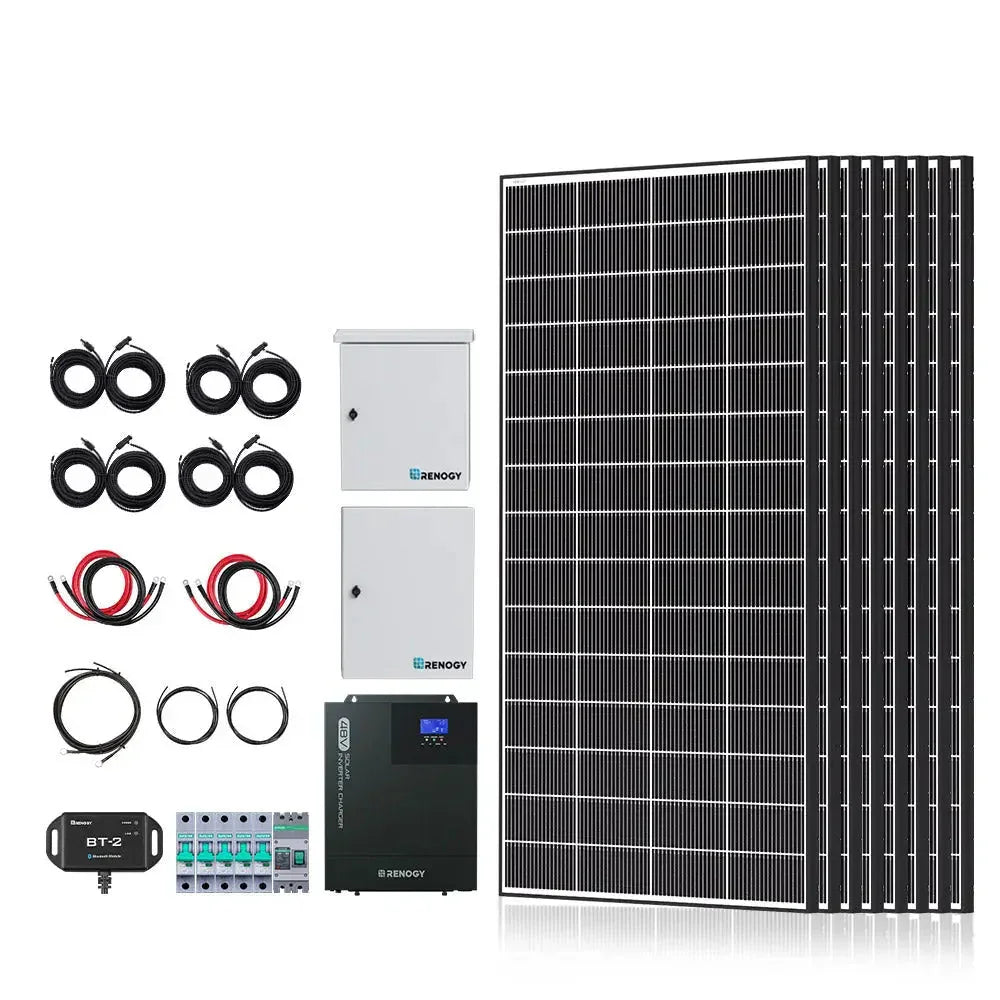 Renogy Complete Cabin Solar Kit 1200W 2500W | Optional 9.6kWh Deep-Cycle AGM / LiFePO4 Batteries - Green Vista Living