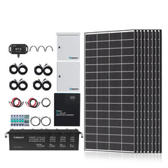 Complete Cabin Solar Kit 1200W 2500W | Optional 9.6kWh Deep-Cycle AGM / LiFePO4 Batteries