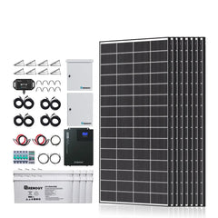 Complete Cabin Solar Kit 1200W 2500W | Optional 9.6kWh Deep-Cycle AGM / LiFePO4 Batteries