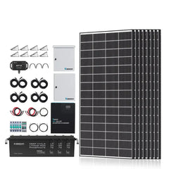 Renogy Complete Cabin Solar Kit 1200W 2500W | Optional 9.6kWh Deep-Cycle AGM / LiFePO4 Batteries - Green Vista Living