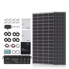 Renogy Complete Cabin Solar Kit 1200W 2500W | Optional 9.6kWh Deep-Cycle AGM / LiFePO4 Batteries - Green Vista Living