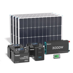 Complete Workshop/Shed Solar Kit 400W 12V | Optional 3.6kWh Deep-Cycle AGM / LiFePO4 Batteries