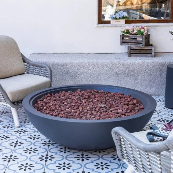 Elementi Plus Rose Bowl 48" Round Concrete Fire Bowl OFG420 - Green Vista Living