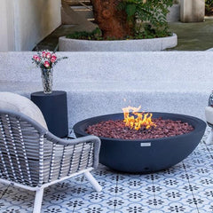 Elementi Plus Rose Bowl 48" Round Concrete Fire Bowl OFG420 - Green Vista Living