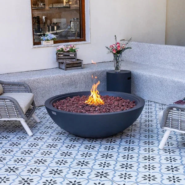 Elementi Plus Rose Bowl 48" Round Concrete Fire Bowl OFG420 - Green Vista Living