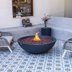 Elementi Plus Rose Bowl 48" Round Concrete Fire Bowl OFG420 - Green Vista Living