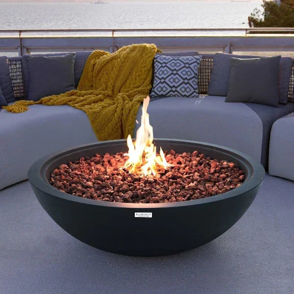 Elementi Plus Rose Bowl 48" Round Concrete Fire Bowl OFG420 - Green Vista Living