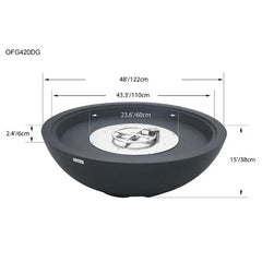 Elementi Plus Rose Bowl 48" Round Concrete Fire Bowl OFG420 - Green Vista Living