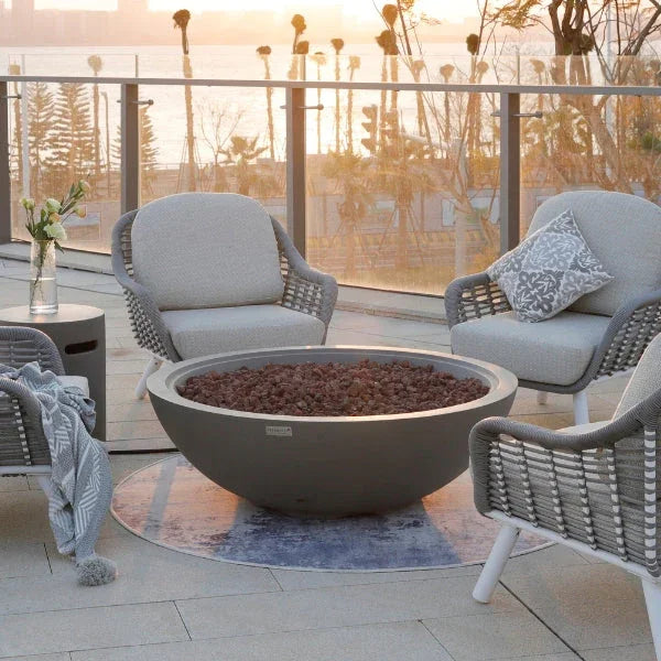 Elementi Plus Rose Bowl 48" Round Concrete Fire Bowl OFG420 - Green Vista Living