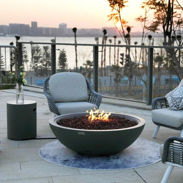 Elementi Plus Rose Bowl 48" Round Concrete Fire Bowl OFG420 - Green Vista Living