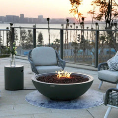 Elementi Plus Rose Bowl 48" Round Concrete Fire Bowl OFG420 - Green Vista Living