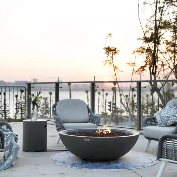 Elementi Plus Rose Bowl 48" Round Concrete Fire Bowl OFG420 - Green Vista Living