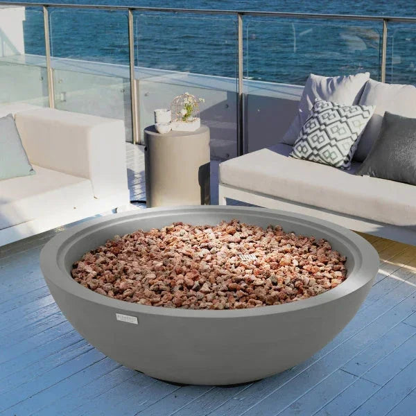 Elementi Plus Rose Bowl 48" Round Concrete Fire Bowl OFG420 - Green Vista Living