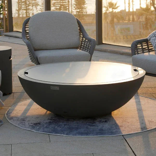 Elementi Plus Rose Bowl 48" Round Concrete Fire Bowl OFG420 - Green Vista Living