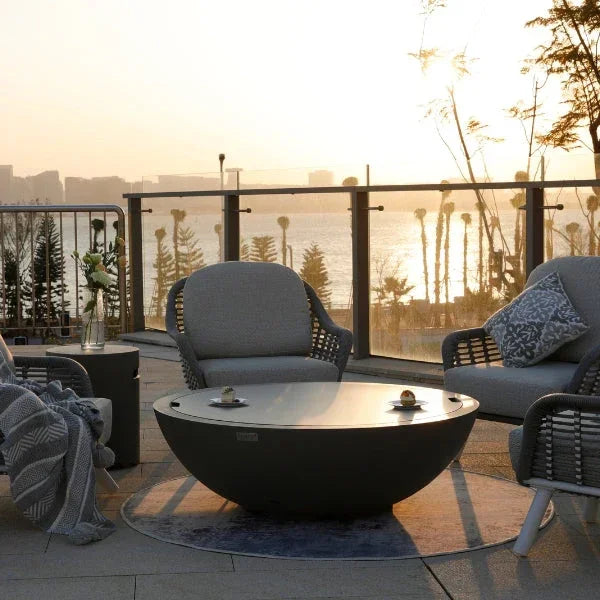 Elementi Plus Rose Bowl 48" Round Concrete Fire Bowl OFG420 - Green Vista Living